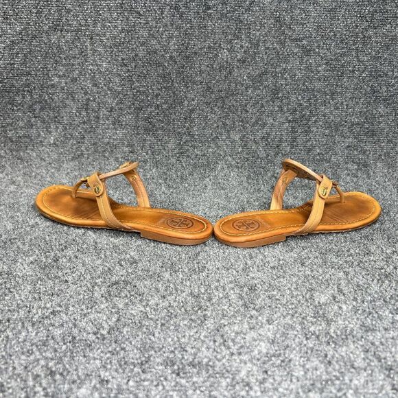 Tory Burch Miller Sandals Women's Size 7.5 Brown Leather Toe Post Flip Flops - Picture 6 of 11